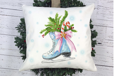 Christmas skate with decoration. PNG and JPG