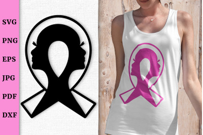 Breast Cancer Awareness SVG Cut Files with Woman Faces