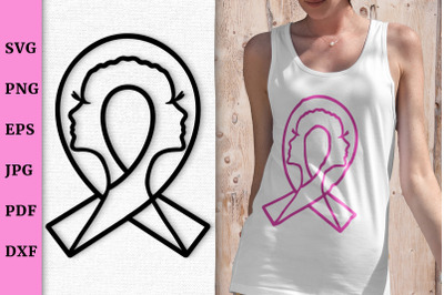Breast Cancer Awareness SVG Cut Files with Woman Faces