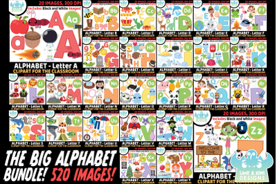 Big Alphabet Letter Clipart Bundle - Lime and Kiwi Designs