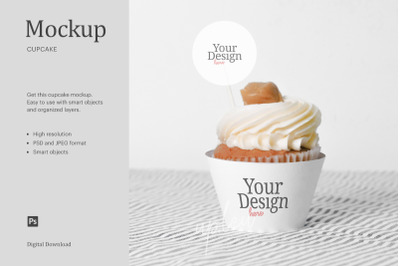 Cream Caramel Cupcake Topper Mock Up | Compatible W&2F; Affinity Designer