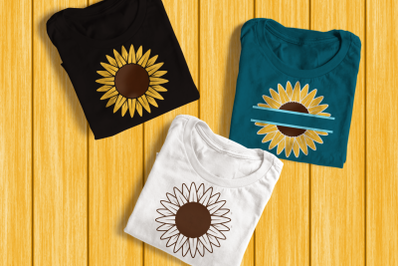 Sunflower and Split | SVG | PNG | DXF | EPS