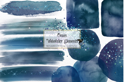 Ocean Watercolor Elements