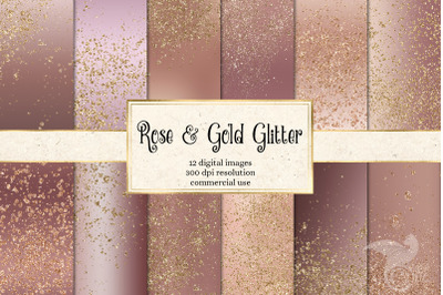 Rose and Gold Glitter Digital Paper