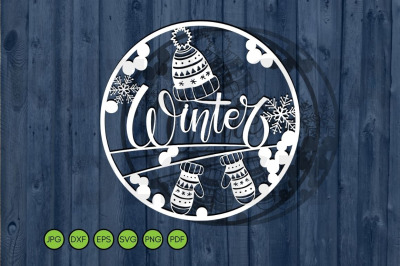 Winter SVG Paper Cutting Template. Christmas Frame Cut File