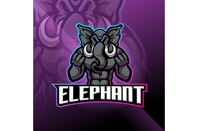 Elephant esport mascot logo design