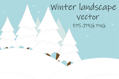 Winter landscape vector. Christmas trees vector. Winter SVG