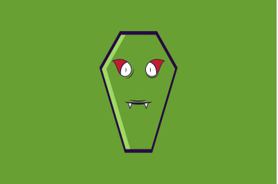 Halloween Icon Green Monster Coffin