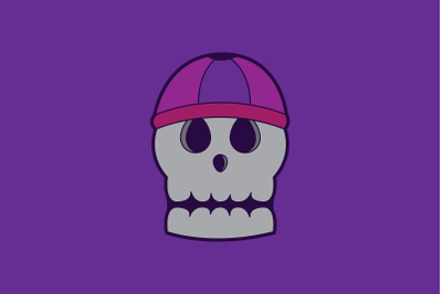 Halloween Icon with Skull and Purple Hat