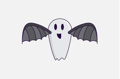 Halloween Icon with Ghost and Wings