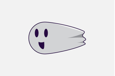 Halloween Icon with Cute Ghost Character