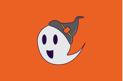 Halloween Icon with Cute Ghost