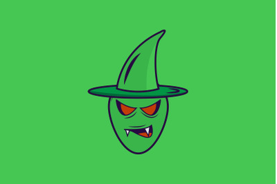 Halloween Icon with Green Witch