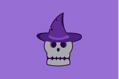 Halloween Icon with Skull and Witch Hat