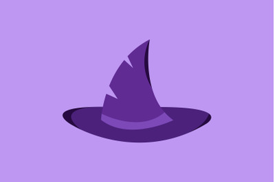 Halloween Icon with Purple Hat of Witch