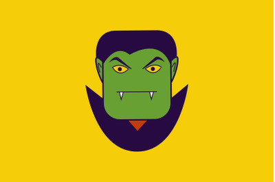 Halloween Icon with Green Dracula