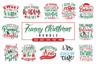 Funny Christmas SVG Bundle&2C; 12 Funny Christmas Quotes SVG