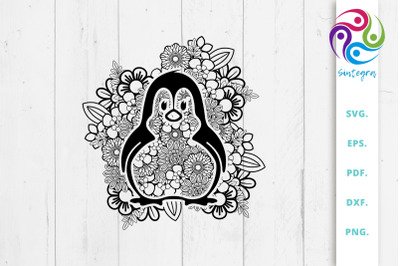 Floral Mandala Penguin Svg File