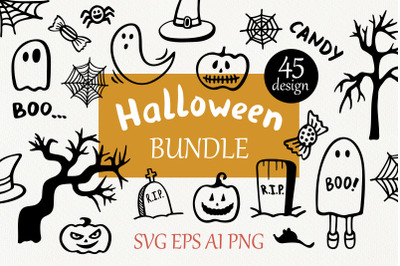 Cute Halloween SVG Bundles doodle clipart
