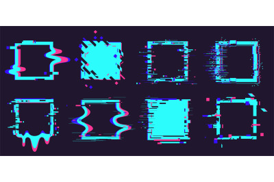 Glitch broken frames. Distortion dynamic square elements&2C; noise defect