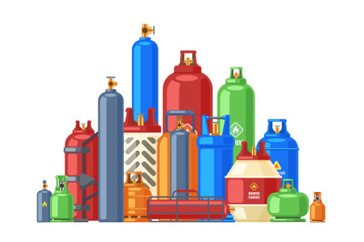 Gas cylinder storage. Propane, butane or helium steel cylinders, metal