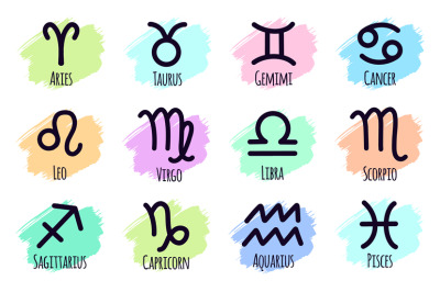 Zodiac horoscope signs. Astrological calendar sign, zodiac star conste