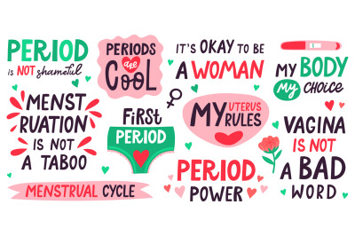 Menstruation lettering. Menstrual cycle quotes, my uterus my rules, me