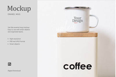 Enamel Mug With Coffee Canister Mock Up | Affinity Designer