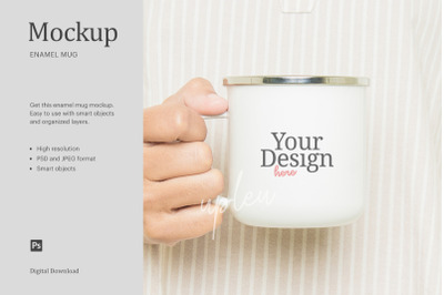 Enamel Coffee Mug Mock Up | Compatible With Affinity Designer