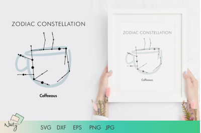 Zodiac constellation Coffeeous. Coffee SVG file illustration.