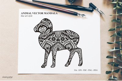 Animal Vector Mandala Line Art Style