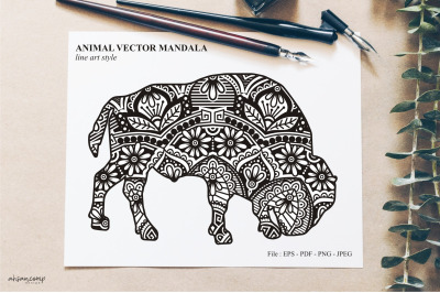 Animal Vector Mandala Line Art Style