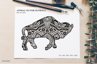 Animal Vector Mandala Line Art Style