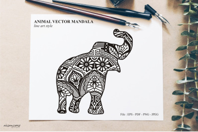 Animal Vector Mandala Line Art Style