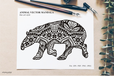 Animal Vector Mandala Line Art Style