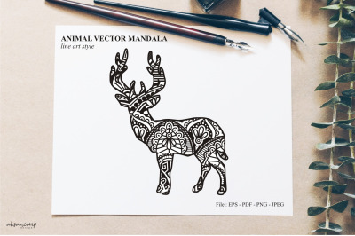 Animal Vector Mandala Line Art Style