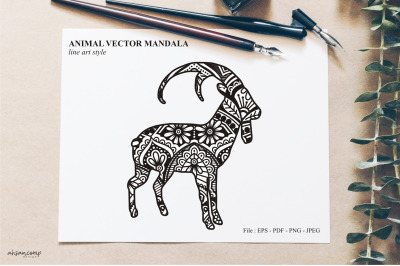 Animal Vector Mandala Line Art Style