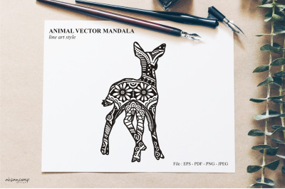 Animal Vector Mandala Line Art Style