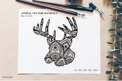 Animal Vector Mandala Line Art Style