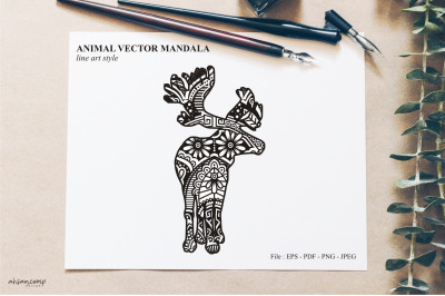 Animal Vector Mandala Line Art Style