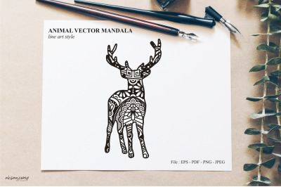 Animal Vector Mandala Line Art Style