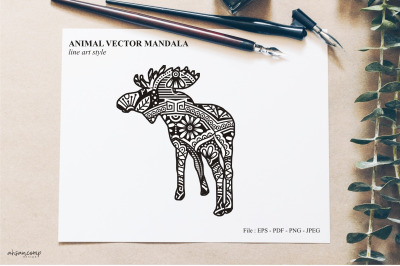 Animal Vector Mandala Line Art Style