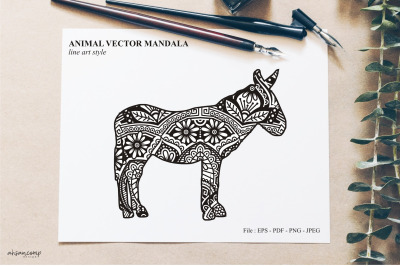 Animal Vector Mandala Line Art Style