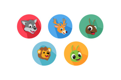 Wolf Friends Cartoon Animals Icon Bundle