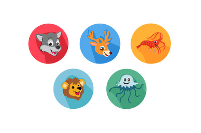 Lion Friends Cartoon Animals Icon Bundle