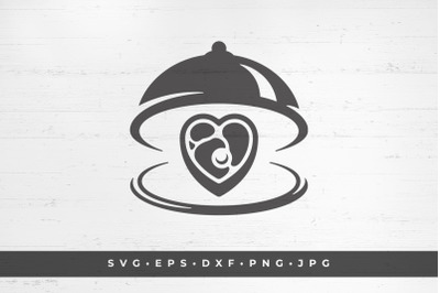 Heart shaped steak on a dish. Vector illustration. SVG, PNG, DXF, Eps,