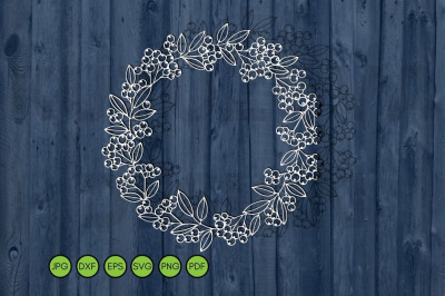 Autumn Wreath SVG. Falling leaves, berries svg cutting file
