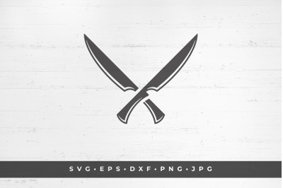Two crossed knives icon isolated on white background vector illustrati