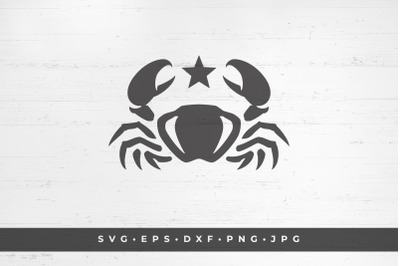 Crab with a star icon isolated on white background vector illustration