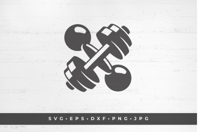Two crossed dumbbells icon isolated on white background vector illustr